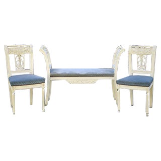 Set of Antique French Bench and Chairs For Sale