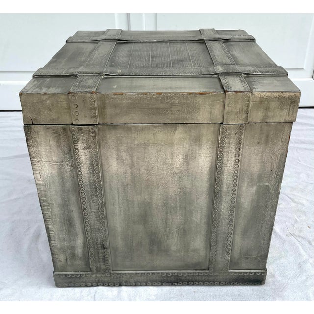 1970's Silver Cube Trunk Side Table Made by Alfonso Retana For Sale - Image 9 of 13