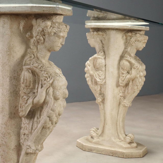 Italian Neoclassical Console Table in Glass and Plaster For Sale - Image 4 of 11