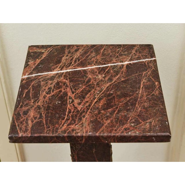 2000 - 2009 Empire Red Marble Pedestals with Brass Applications, Set of 2 For Sale - Image 5 of 10