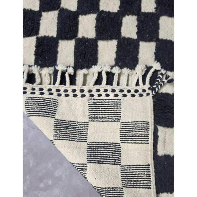 Moroccan Checkered Black and White Rug - 4.9 X 3.6 Ft For Sale In Cleveland - Image 6 of 6