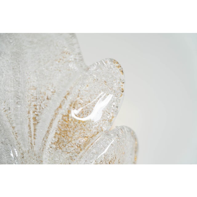 Metal Vintage Hollywood Regency Murano Graniglia Glass Leaf Wall Sconces in Brass, 1970s, Set of 2 For Sale - Image 7 of 18