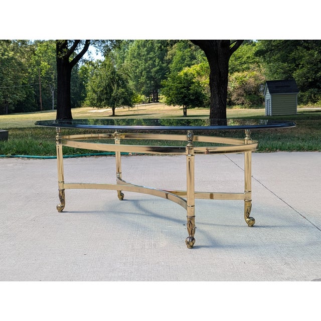 Vintage Labarge Regency Brass and Glass Cocktail Table For Sale - Image 15 of 18