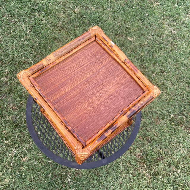 1970s Vintage Curved Rattan Bamboo Wastebasket For Sale - Image 5 of 8