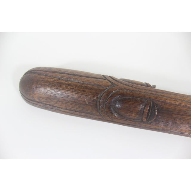 Mid Century Carved Wood Face Mask Signed by Artist For Sale - Image 9 of 17