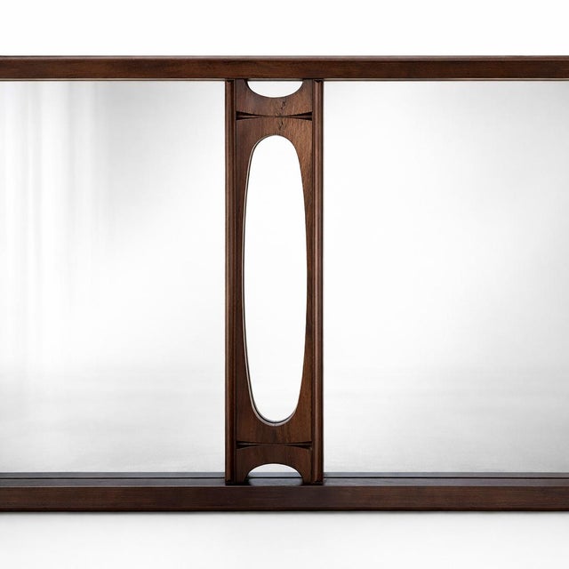Vintage Canadian Brutalist Walnut Wall Mirror by Tobago of Canada For Sale - Image 4 of 18