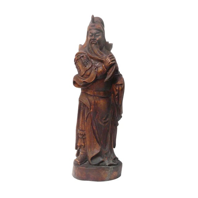 Vintage Chinese Carved Wood General Guan Figure For Sale