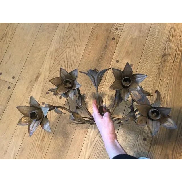 Large Italian Gilt Iron Floral Wall Sconce For Sale - Image 12 of 12
