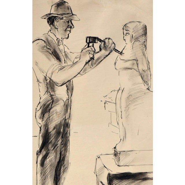 Figurative Frances Liberman "Roy Zoelin the Sculpture" Drawing For Sale - Image 3 of 9