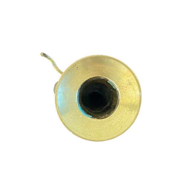Vintage Solid Brass Candlestick With Integrated Snuffer Hook, Georgian Revival Style For Sale - Image 4 of 4