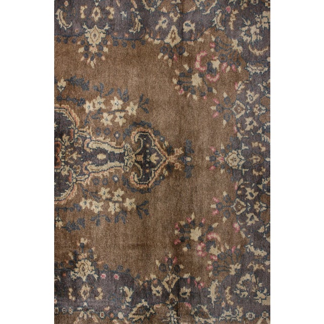1950s Hand-Knotted Vintage Sivas Rug in Beige-Brown With Medallion Floral Pattern For Sale - Image 4 of 6
