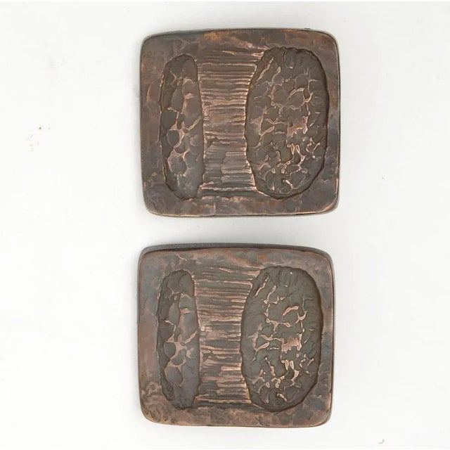 Metal Brutalist Bright Bronze Push and Pull Door Handles, Set of 2 For Sale - Image 7 of 9