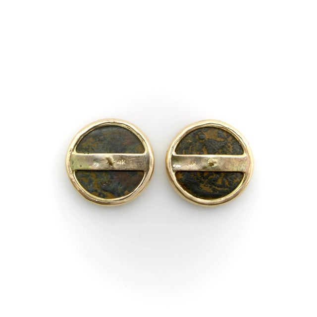 Antique King Agrippa I Ancient Coin Earrings Set in 14k Gold - 2 Pieces For Sale In Los Angeles - Image 6 of 6