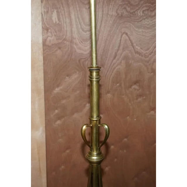 Antique Art Nouveau Brass Height Adjustable Standing Floor Lamp with Sculptured Frame For Sale - Image 11 of 18