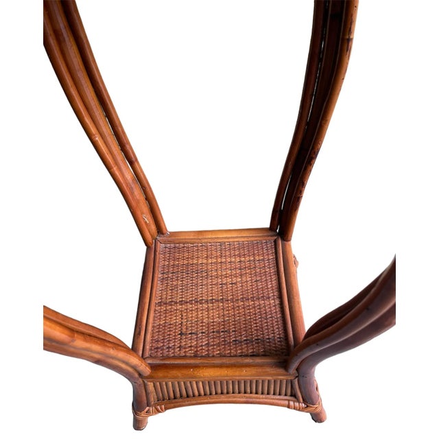 Vintage Coastal Pencil Reed Woven Bamboo Plant Stand For Sale In Miami - Image 6 of 7