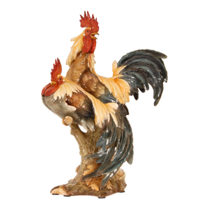 Art Deco Animal Figure Figural Group Italian Ceramic XL Roosters Porcelain Sculpture Faience