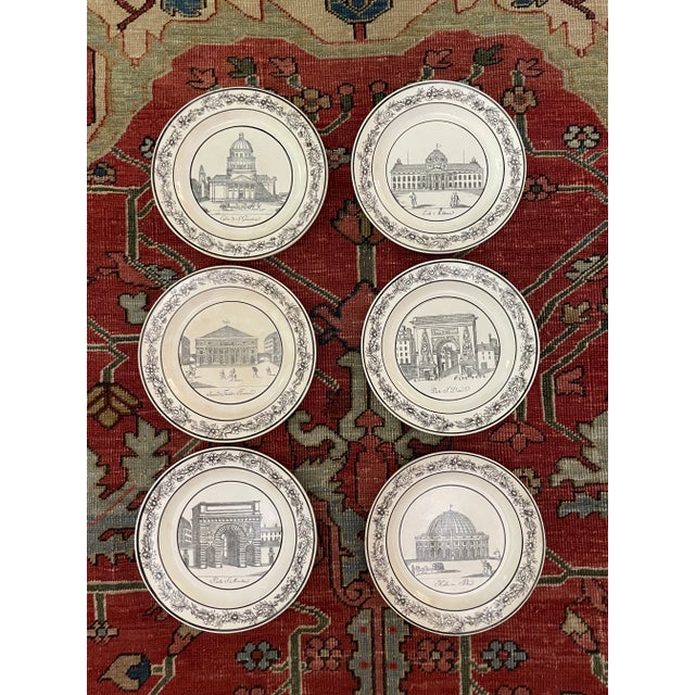 Set of 6 French Choisy Creamware Architectural Plates For Sale - Image 10 of 10