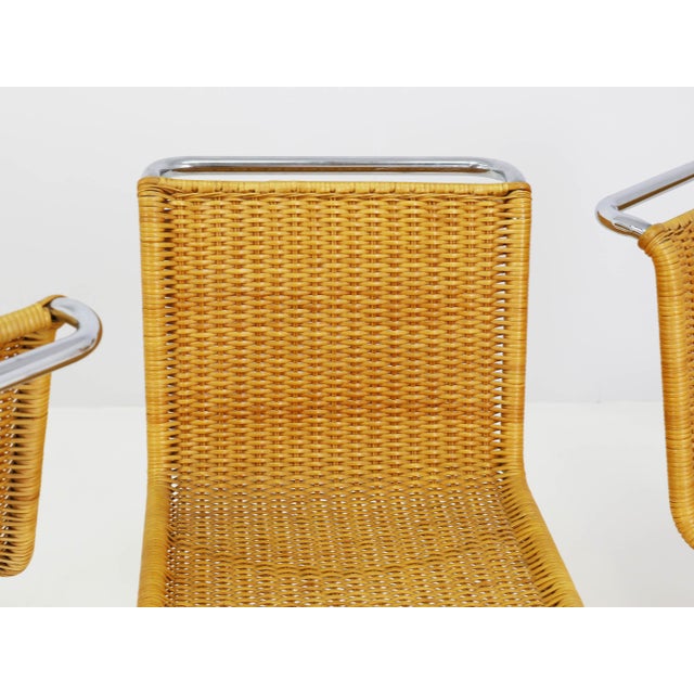 MF10 Cantilever Chairs in Woven Straw by Ludwig Mies van der Rohe for Thonet, 1970, Set of 5 For Sale - Image 10 of 16