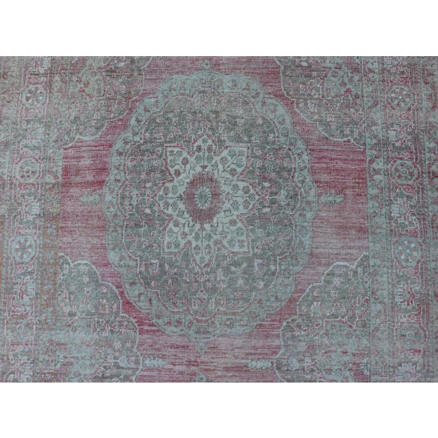 Textile Vintage Turkish Oushak Rug With Vibrant Multicolor Geometric Patterns 5'0 X 14'3 For Sale - Image 7 of 10