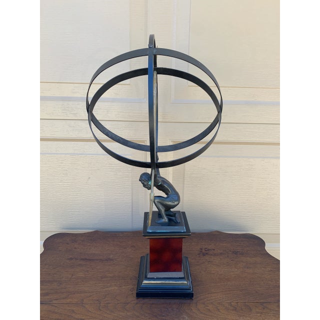 Vintage English Country Iron Armillary Sundial Held by Atlas For Sale - Image 10 of 12