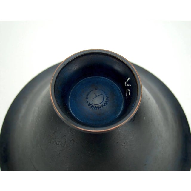 Metal Marie Zimmermann Arts & Crafts Bowl With Dark Blue Patina, Circa 1915 For Sale - Image 7 of 11