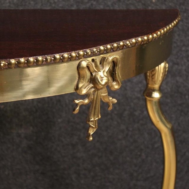1950s 20th Century Italian Gilded Brass Console Table, 1950s For Sale - Image 5 of 13