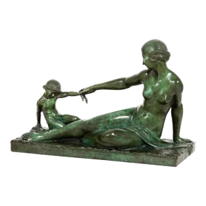Finely Cast French Art Deco Bronze Sculpture “Playtime” by Marcel Bouraine