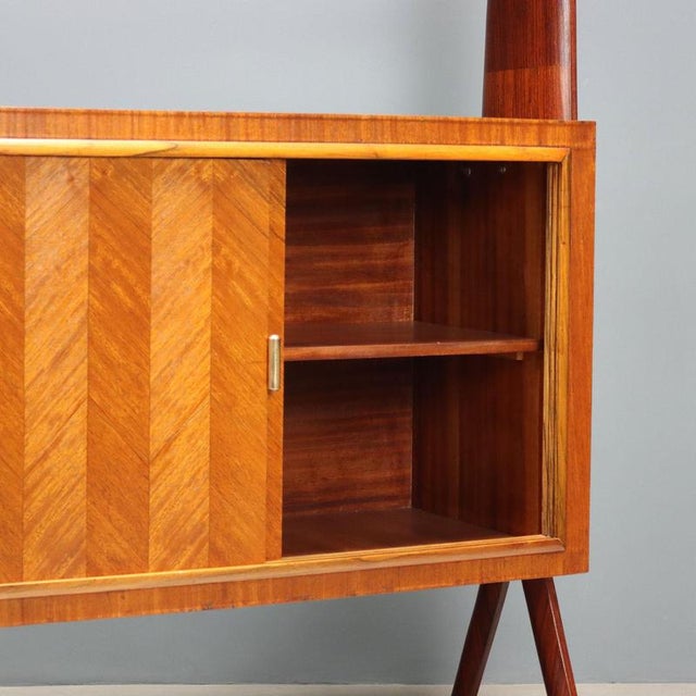 Vintage Bookcase in Exotic Wood Veneer, 1960s For Sale - Image 4 of 12
