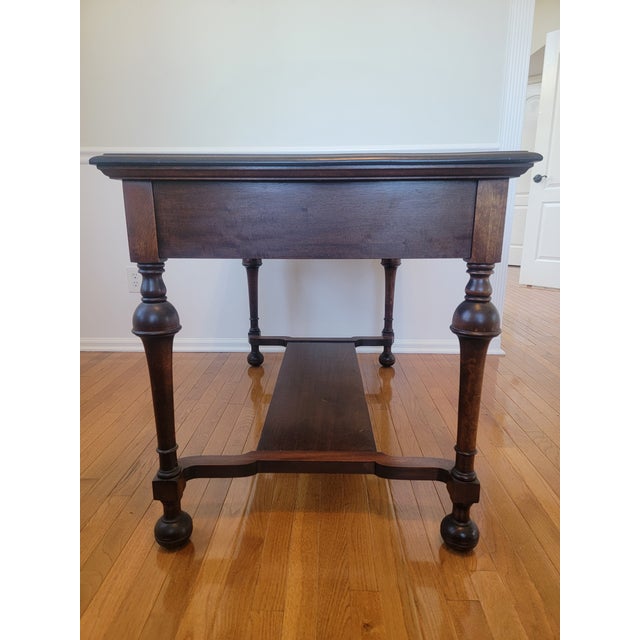 Wood Early 20th Century American Colonial Revival Walnut Writing Desk With Turned Legs For Sale - Image 7 of 15