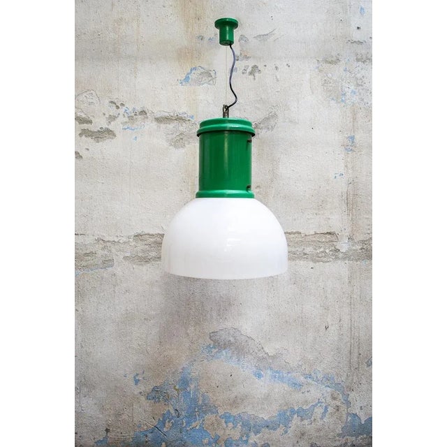 Metal Industrial Metal and Acrylic Glass Pendant Light, 1970s For Sale - Image 7 of 7