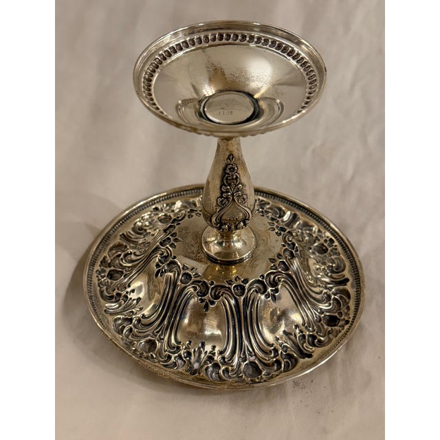 Antique Frank M. Whiting Footed Sterling Silver Dish With Floral Design For Sale - Image 4 of 9