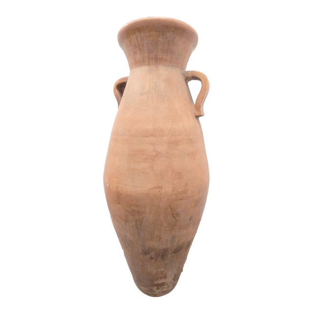 Large Rustic Terra Cotta Amphora Floor Vase For Sale
