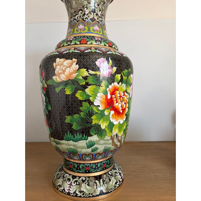 Metal Monumental Mid-Century Phoenix and Peony Floor Vase For Sale - Image 7 of 9
