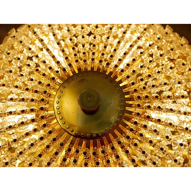 Large Mid-Century German Glass and Brass Sunburst Flush Mount by H. Richter, 1950s For Sale - Image 4 of 14