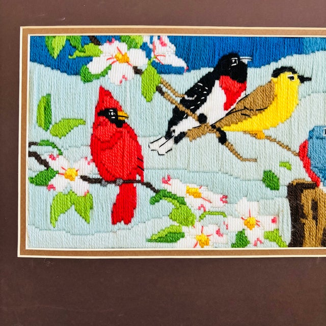 Vintage Bird Needlepoint Wall Hanging For Sale - Image 4 of 11