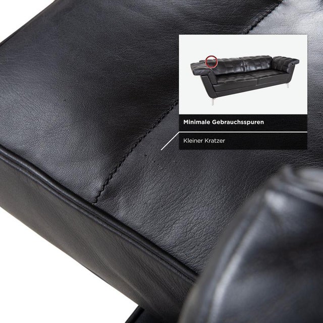 Three-Seater Sofa in Black Leather from de Sede For Sale - Image 12 of 18