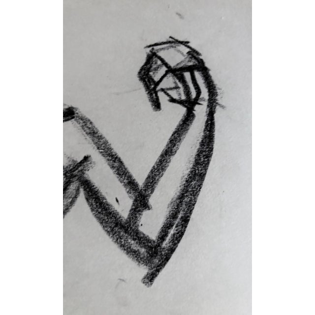 Figurative 1949 Artist Studio Charcoal Drawing of a Muscle Man, 15” X 10.5” For Sale - Image 3 of 9
