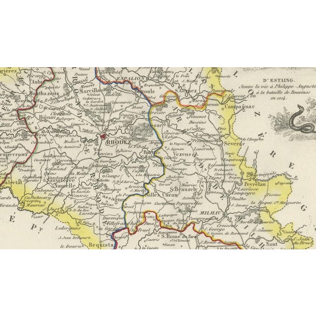 Map of Aveyron France with Rodez and Millau and Wine Routes, 1800s For Sale - Image 5 of 10
