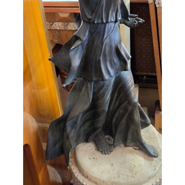 Antique 1900s Large Victory Bronze Statue on Marble Base Snakes Symbol Triumph Over Evil For Sale In San Diego - Image 6 of 15