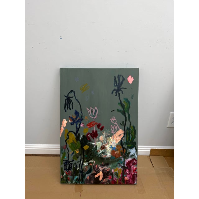 Abstract Ak Hardeman - Original Painting on Canvas - “Dark Night, Moon Roses” For Sale - Image 3 of 3