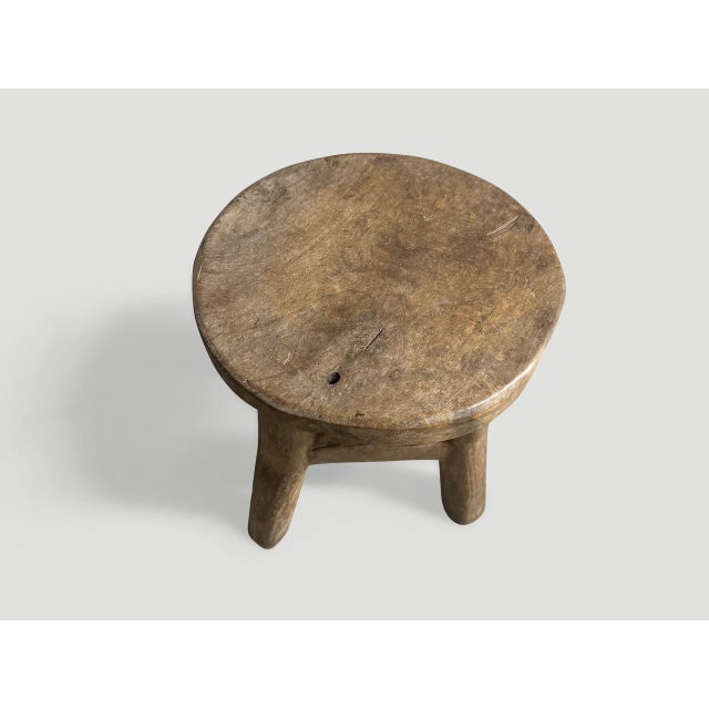 Antique Teak Wood Side Table or Stool For Sale - Image 4 of 5