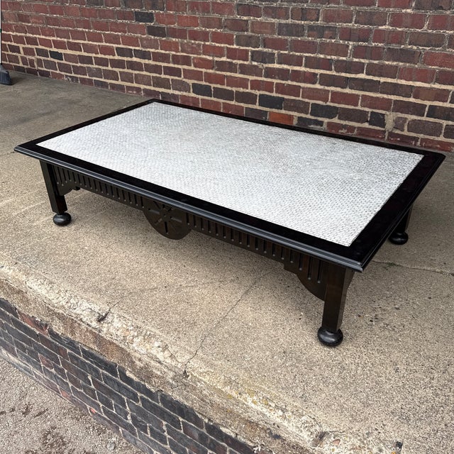 Large Mid-Century Modern Mosaic Tile Top Coffee Table, Designer Unknown For Sale In Cleveland - Image 6 of 9