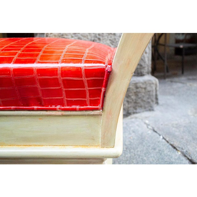1930s Art Deco Stools in Wood, Brass and Leather, Italy, 1930s, Set of 2 For Sale - Image 5 of 7