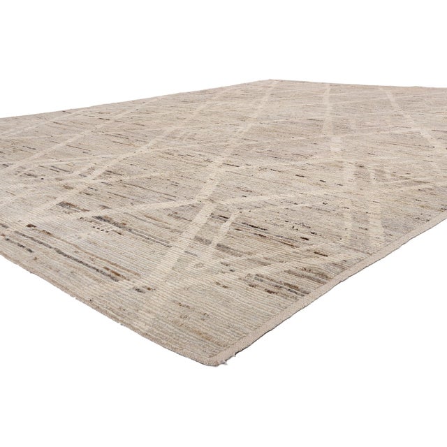 79715 Organic Modern Moroccan Rug, 10'05 x 14'00. The Desert Lattice: A Contemporary Moroccan Masterpiece of Earth-Tone...