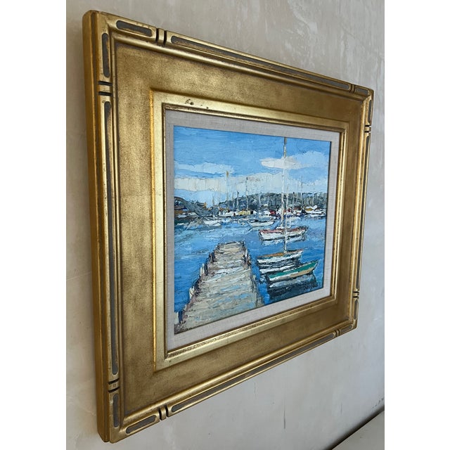 Textile Vintage French Impressionist Painting by Renee Theobald W/ Gilt Frame For Sale - Image 7 of 11