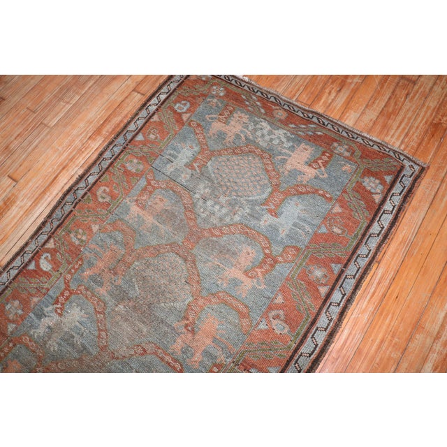 Late 19th Century Zabihi Collection Persian Kurd Lion Antique Rug - 3'3" x 6'2" For Sale - Image 5 of 11