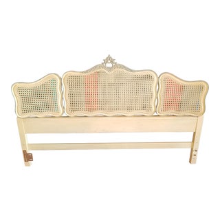 Vintage French Provincial Caned King Headboard For Sale