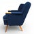 This cocktail chair, with its uniquely designed armrests, is in very good condition. The cobalt blue synthetic fabric,...