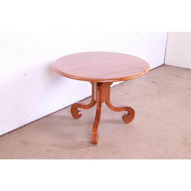 Wood Baker Furniture French Empire Fruitwood Pedestal Breakfast or Center Table, Newly Refinished For Sale - Image 7 of 11