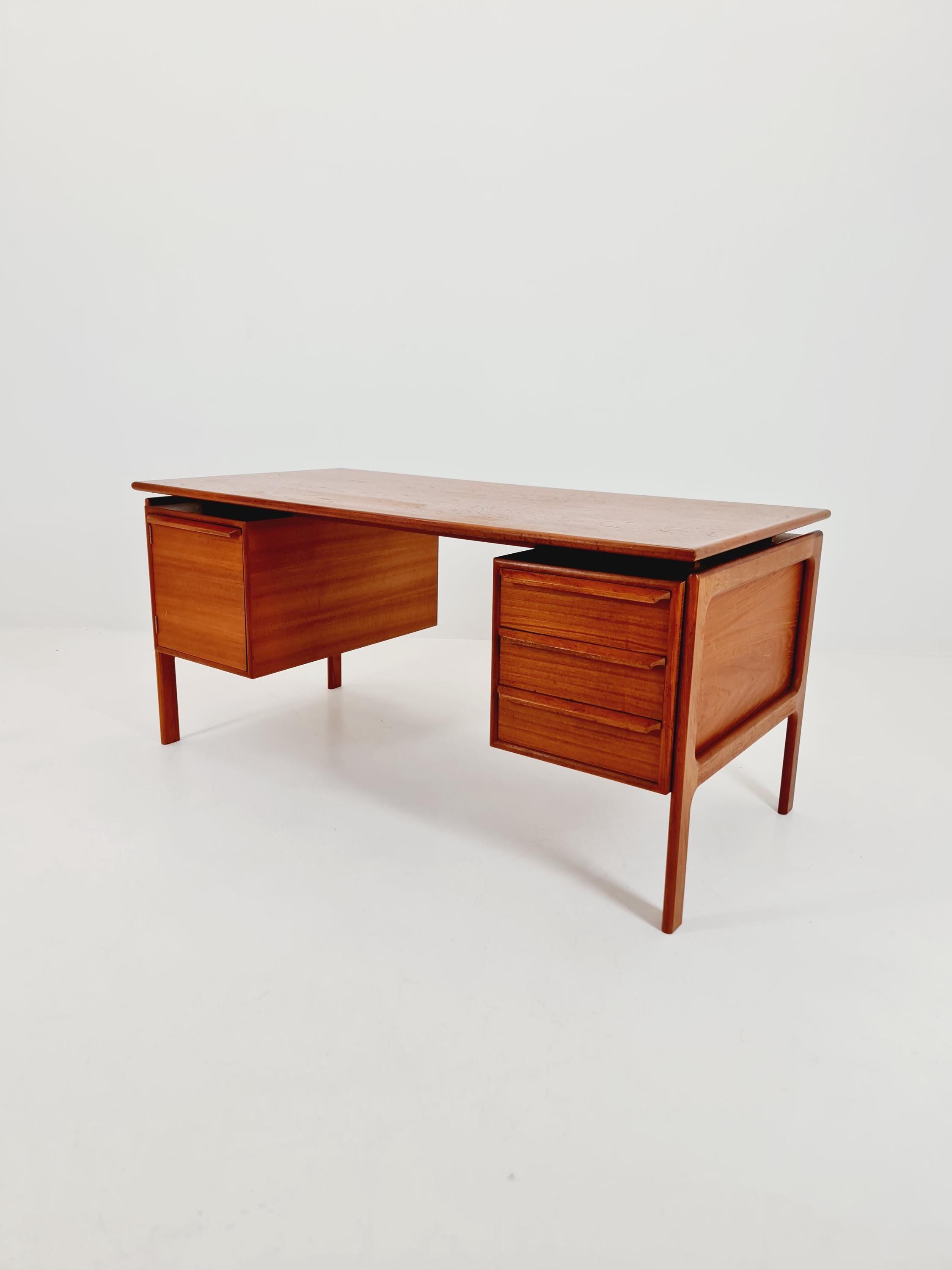 Danish Teak Freestanding Desk from C.V, Denmark, 1960s | Chairish